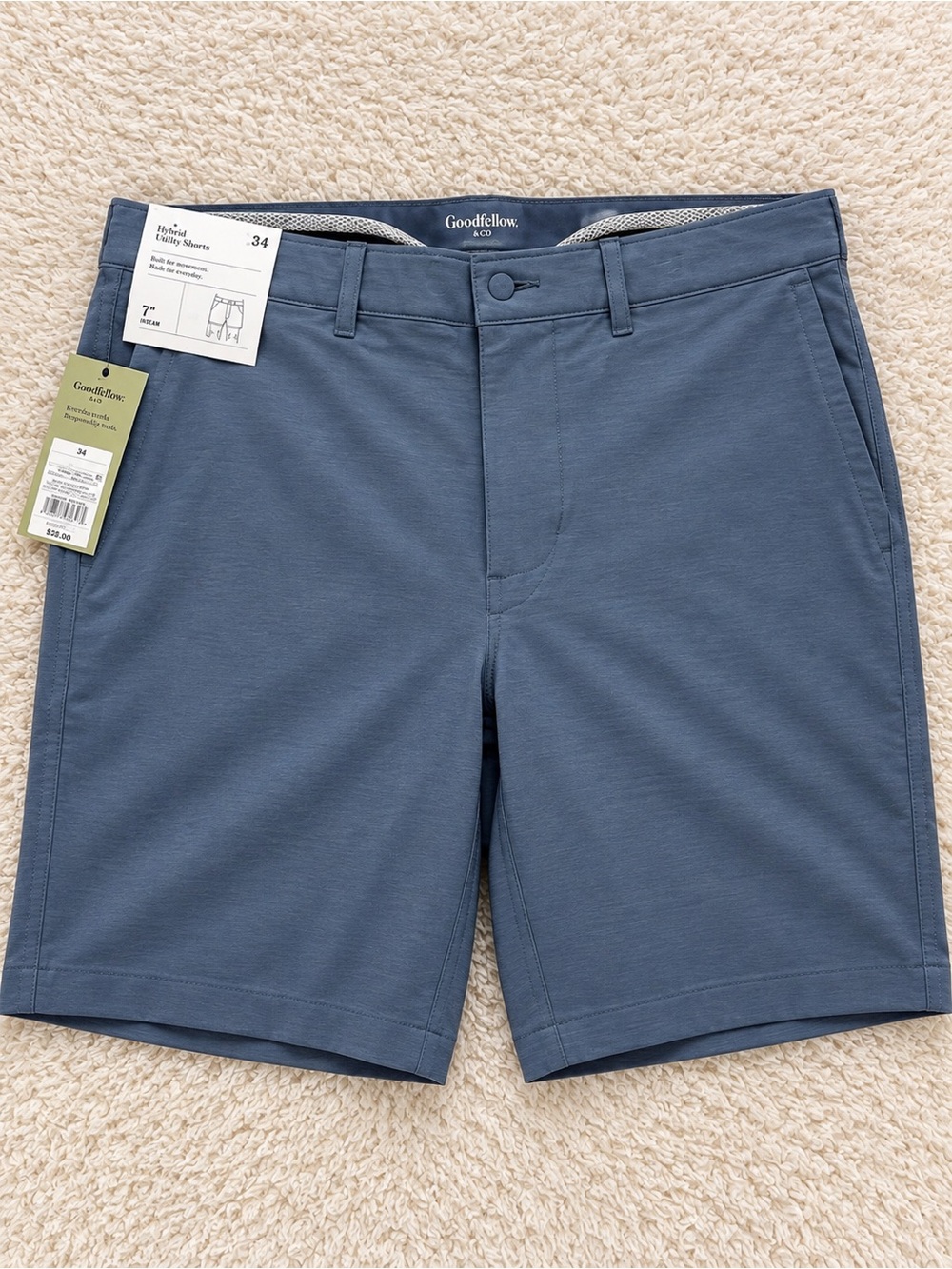 Goodfellow & Co Slate Blue Men's Flat Front Hybrid Shorts